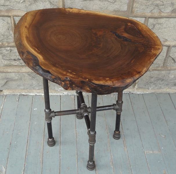 Live Edge Round Walnut Side Table